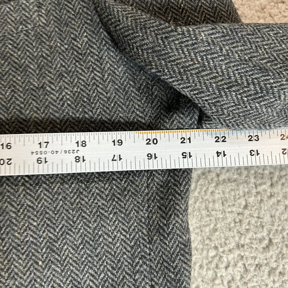 American Eagle Mens Herringbone‎ Blazer Jacket Gray Wool Blend L Dark Academia